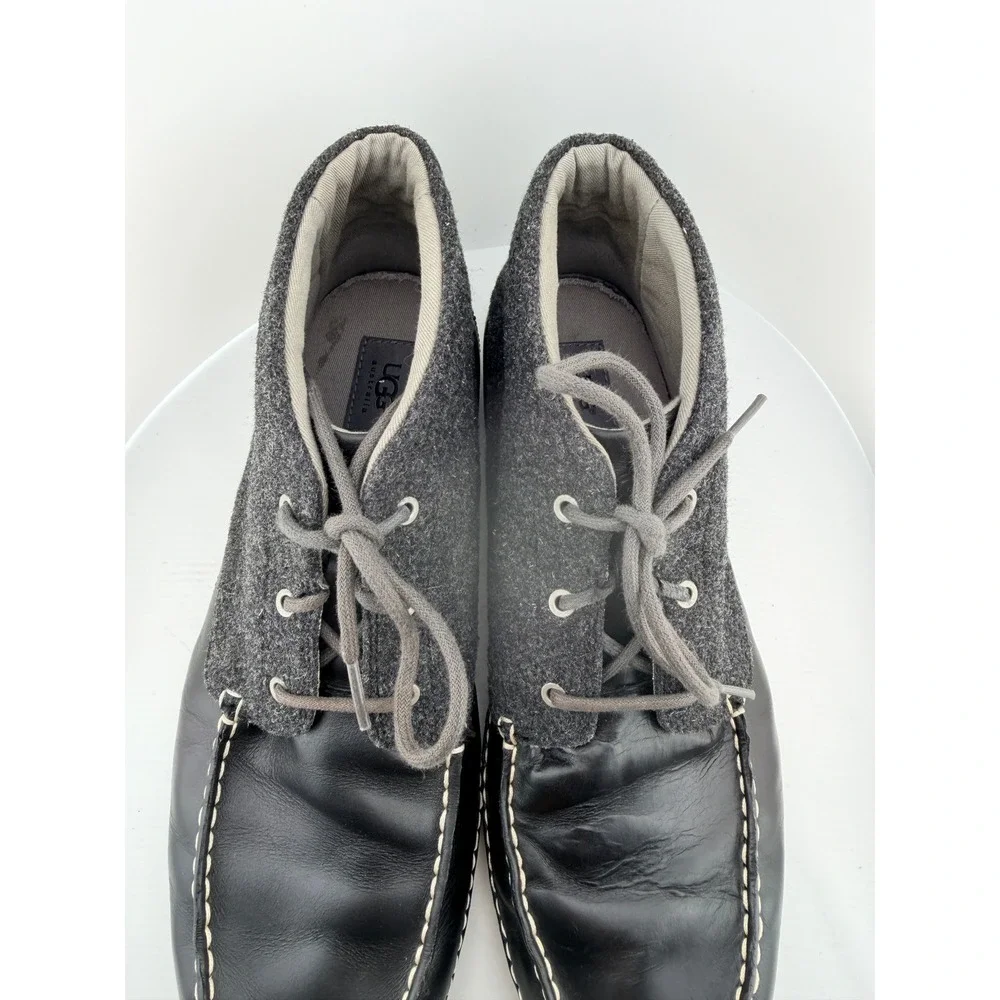 UGG Australia Kaldwell Chukka Boots Mens 13 Black Leather Wool Vibram 1003885